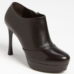 Saint Laurent Brown Leather Tribute Ankle Boot size 11 Platform YSL